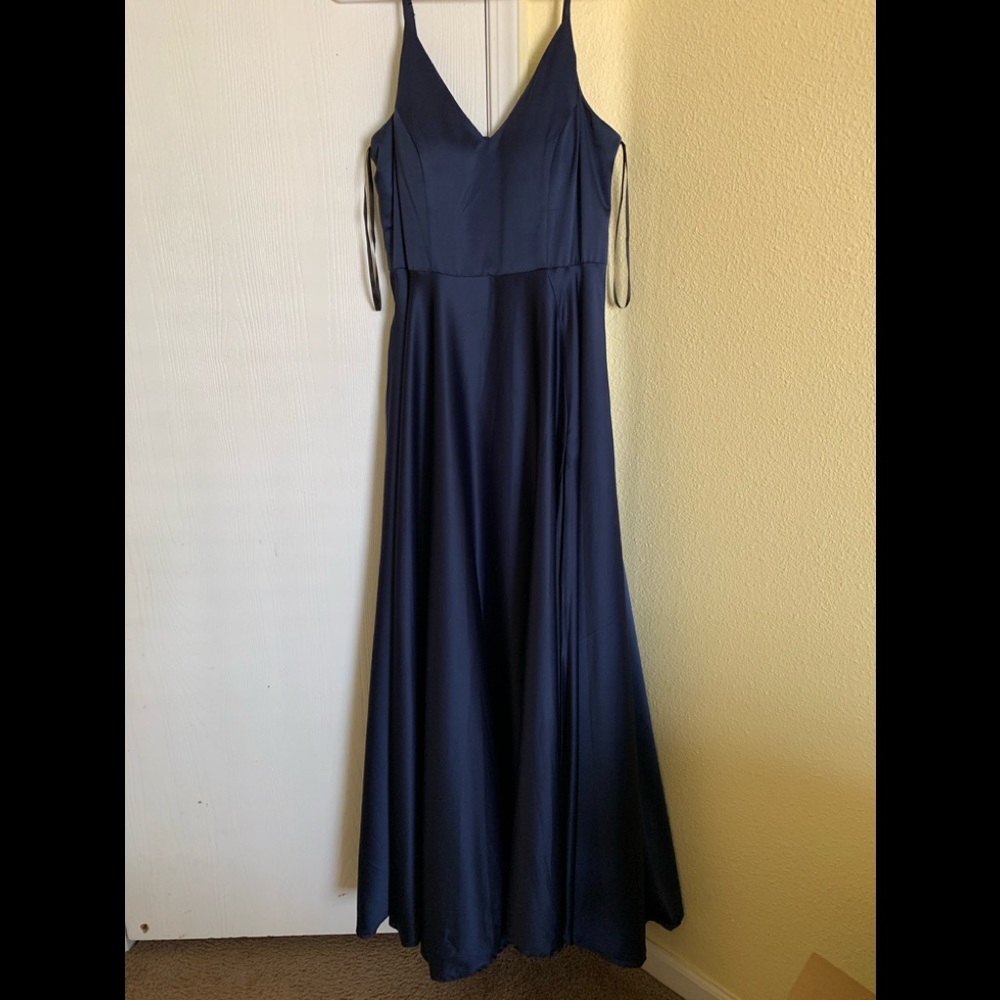 Silk blue long dress